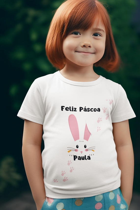 Camiseta Infantil Feliz Páscoa mod 05 - 2 a 8 anos - com nome