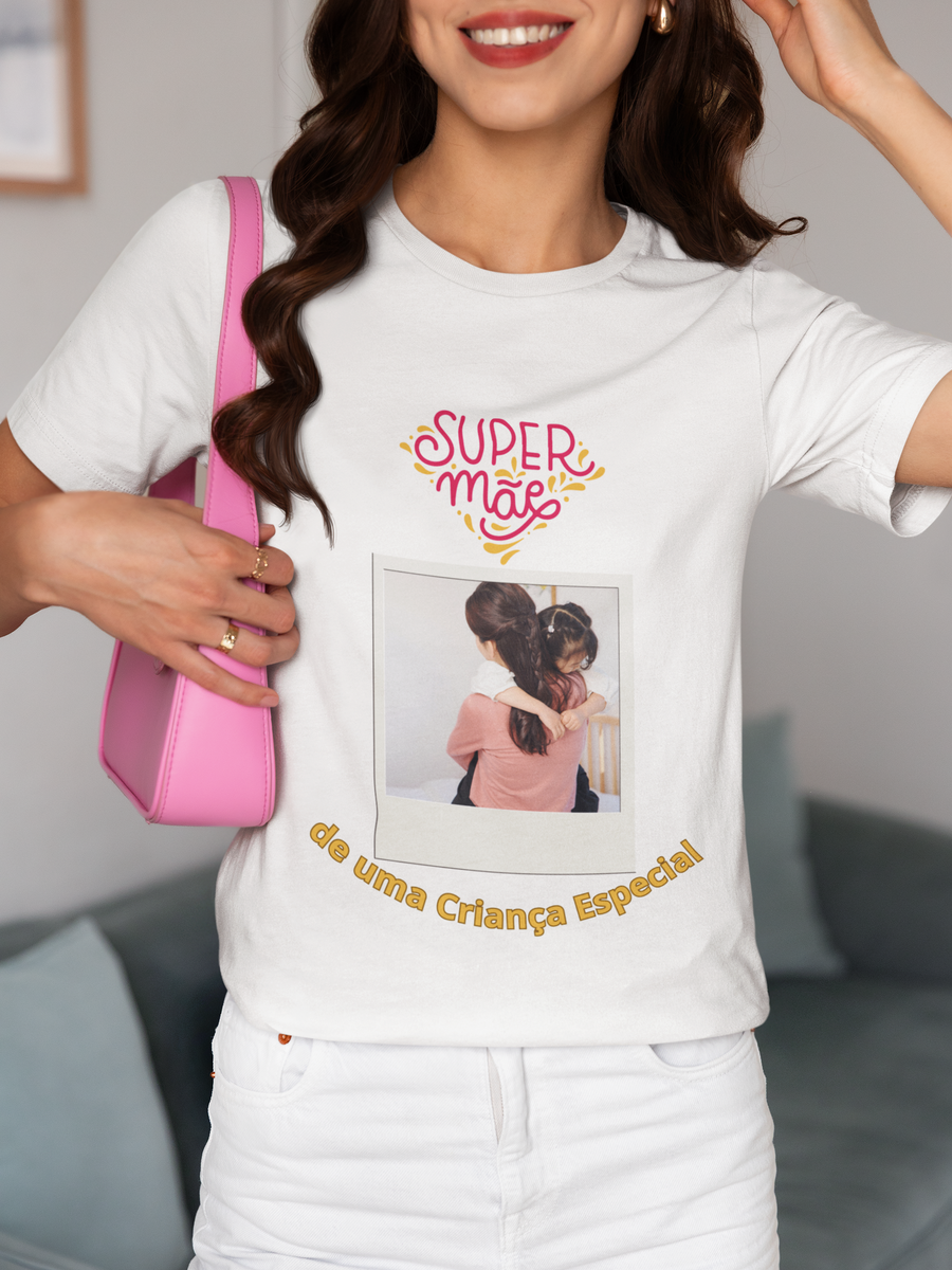 Nome do produto: Camiseta Super mãe de uma criança especial Com foto