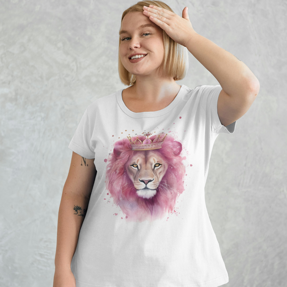 Camiseta T-Shirt Quality  Leão Rosa - Unissex
