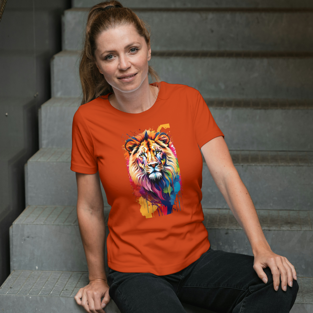 Nome do produto: Camiseta T-Shirt Quality   Leão Colorido - Unissex