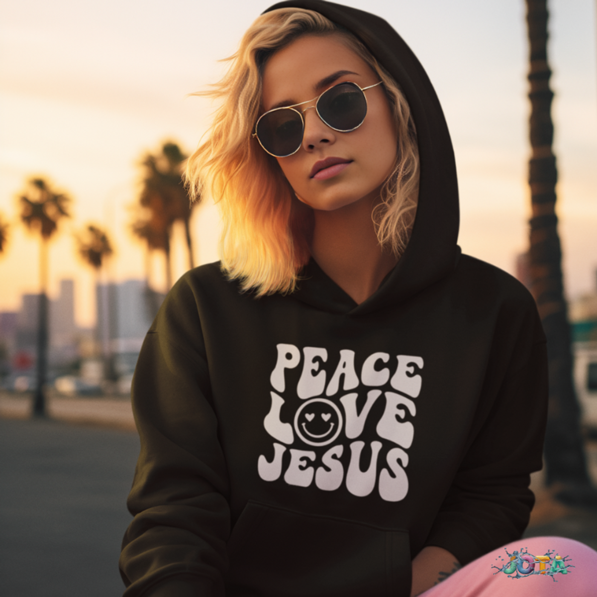 Nome do produto: Moletom Canguru Peace Love Jesus