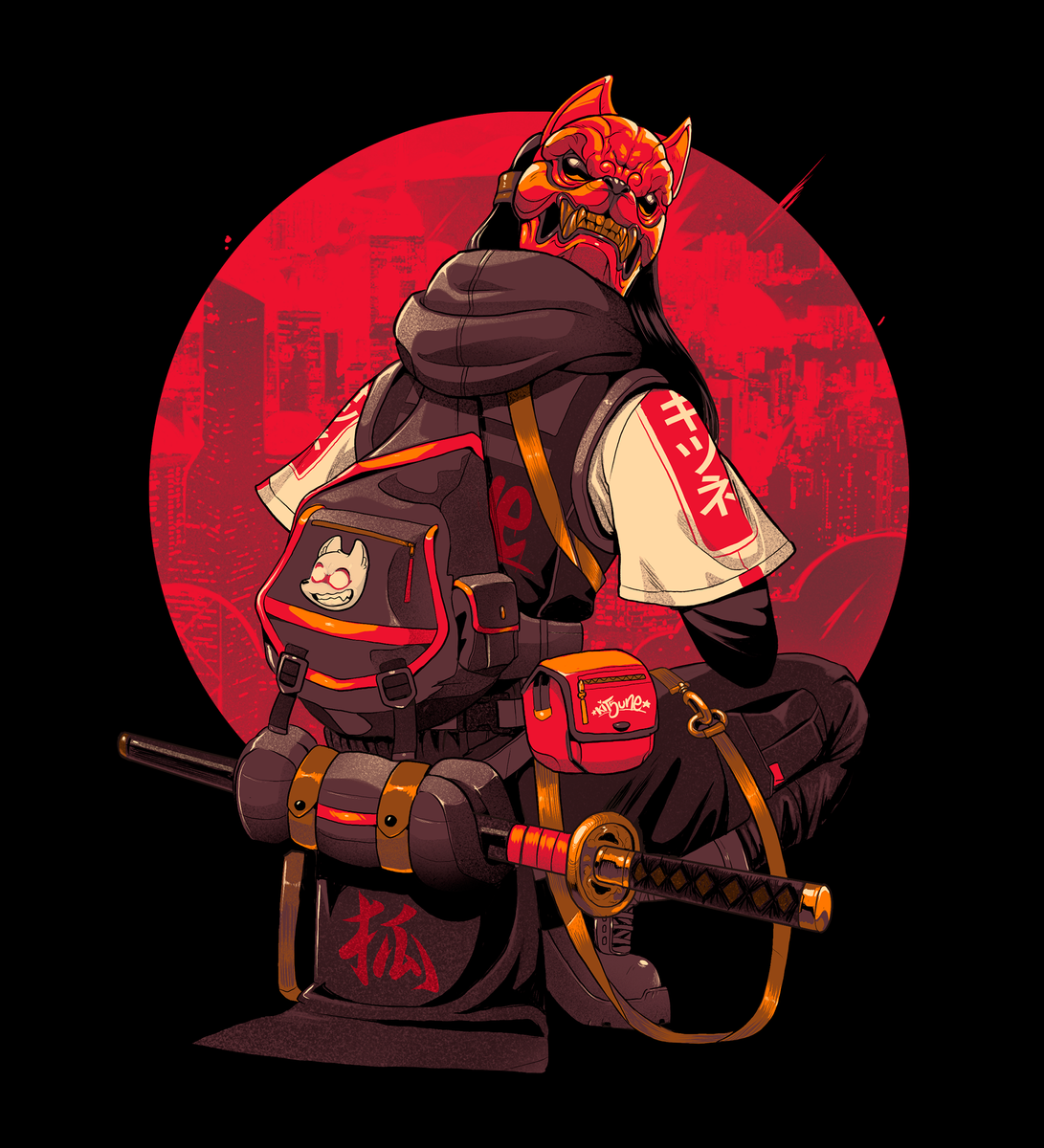 Nome do produto: Red Kitsune Samurai