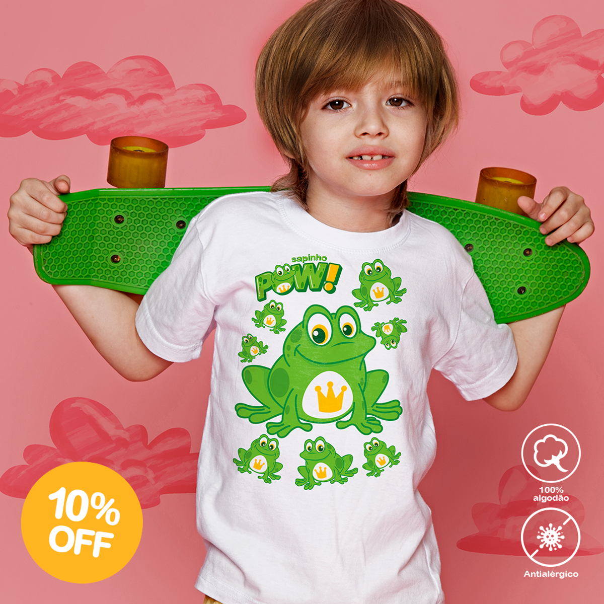 Nome do produto: Camiseta Infantil Sapinho Pow