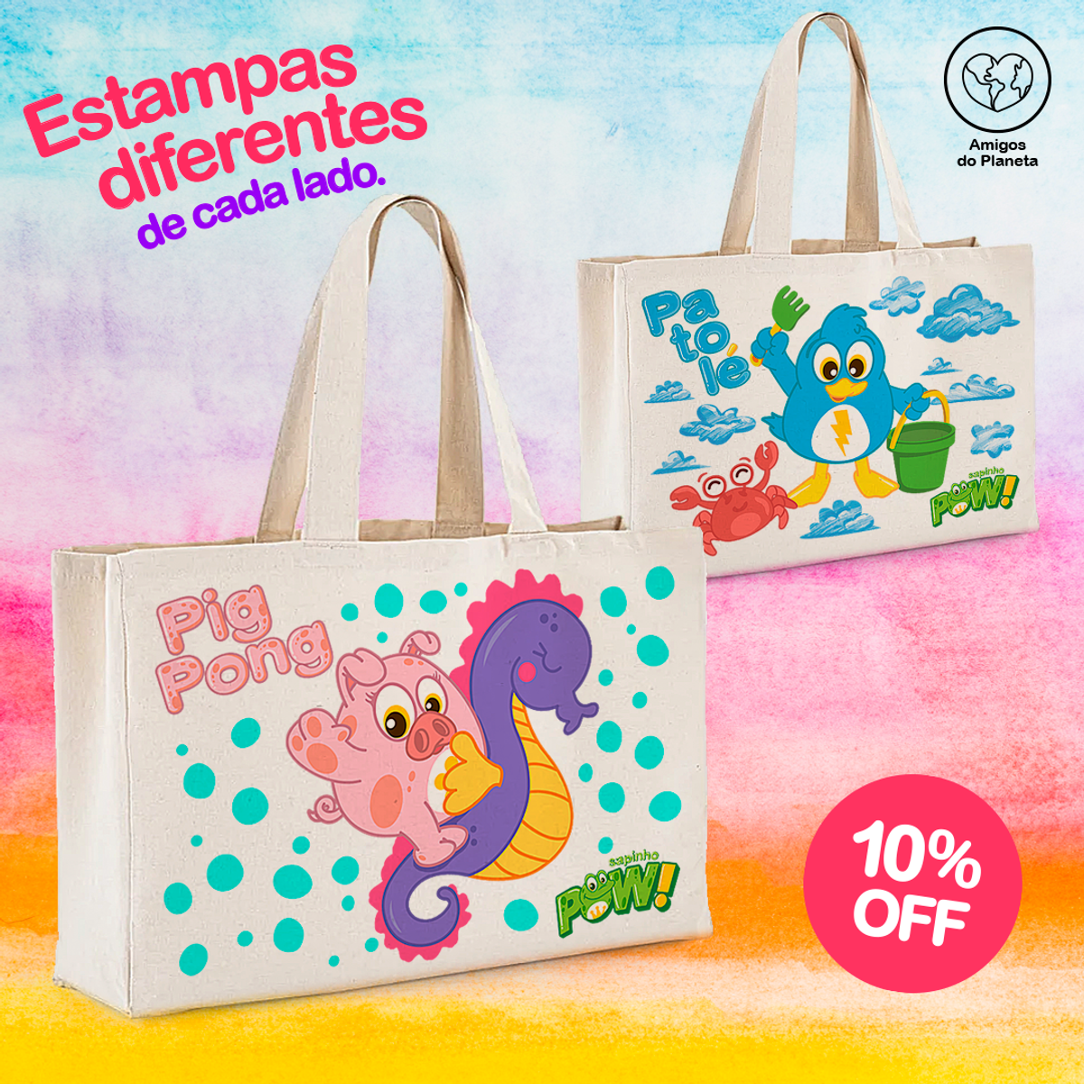 Nome do produto: Ecobag Pig Pong e Patolé