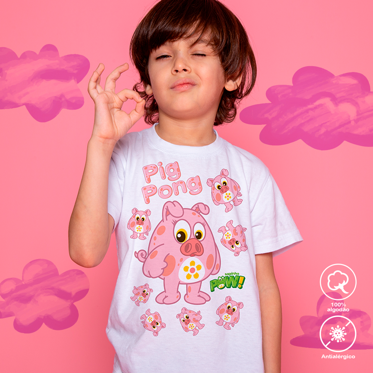 Nome do produto: Camiseta Infantil Pig Pong