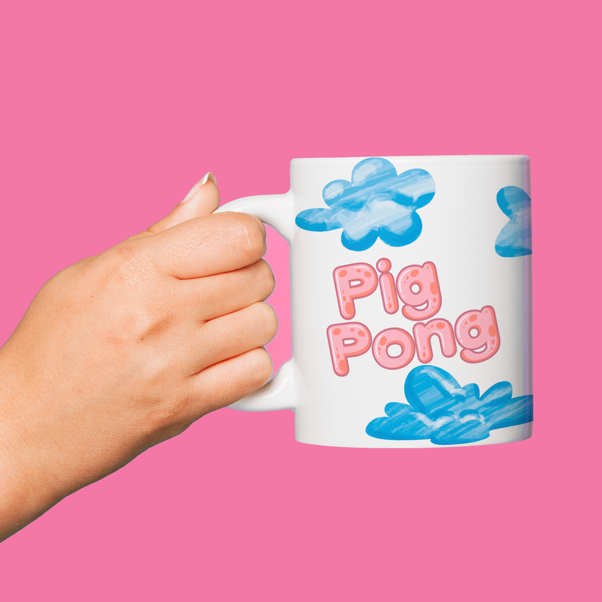 Nome do produto: Caneca Pig Pong Nuvens