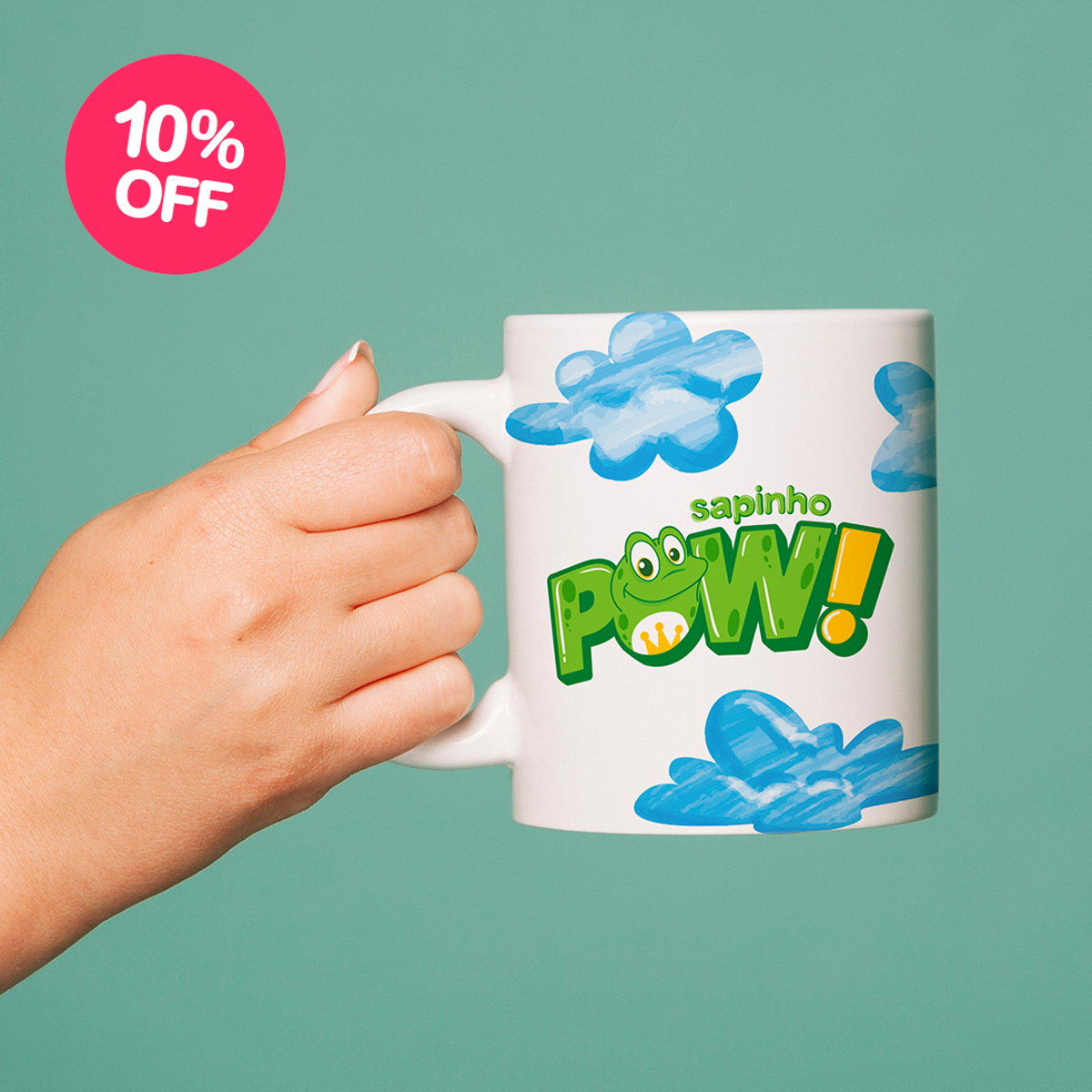 Nome do produto: Caneca Sapinho Pow Nuvens