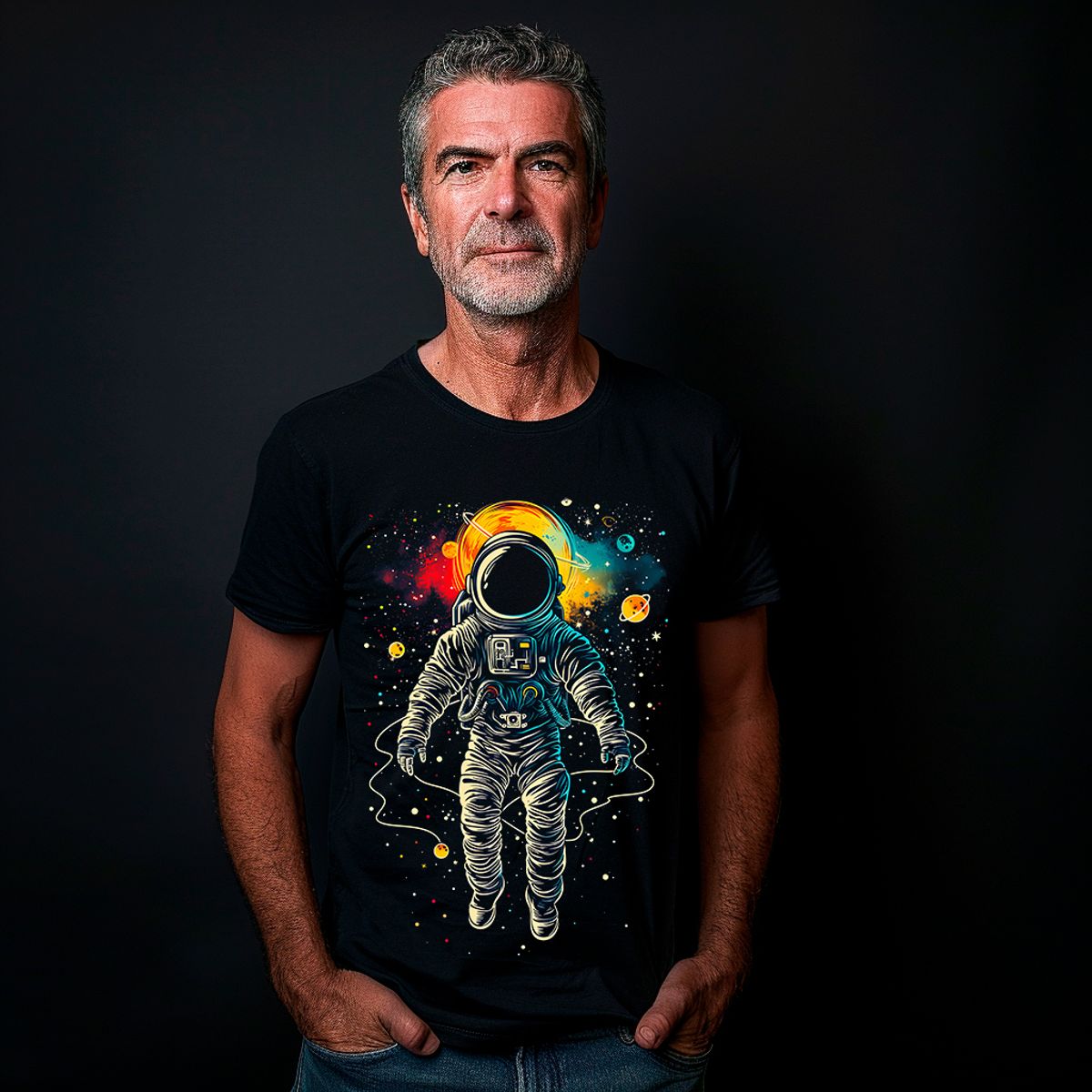 Nome do produto: T-shirt Camiseta Masculina Astronauta