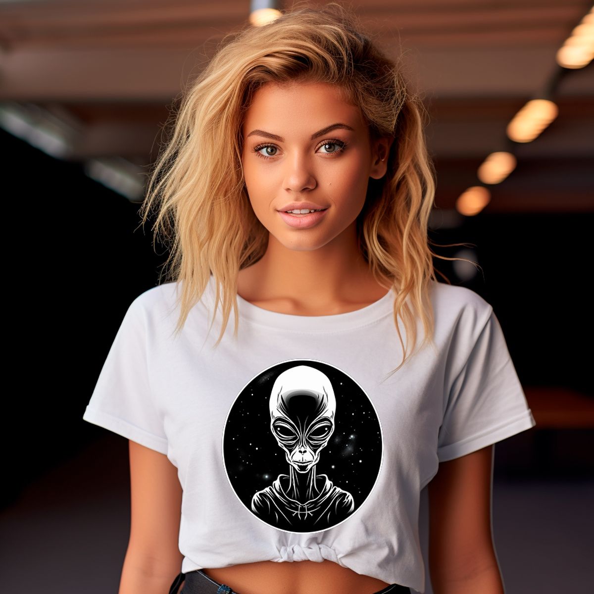 Nome do produto: Camiseta Cropped  Alien Feminina - Vigia das Estrelas