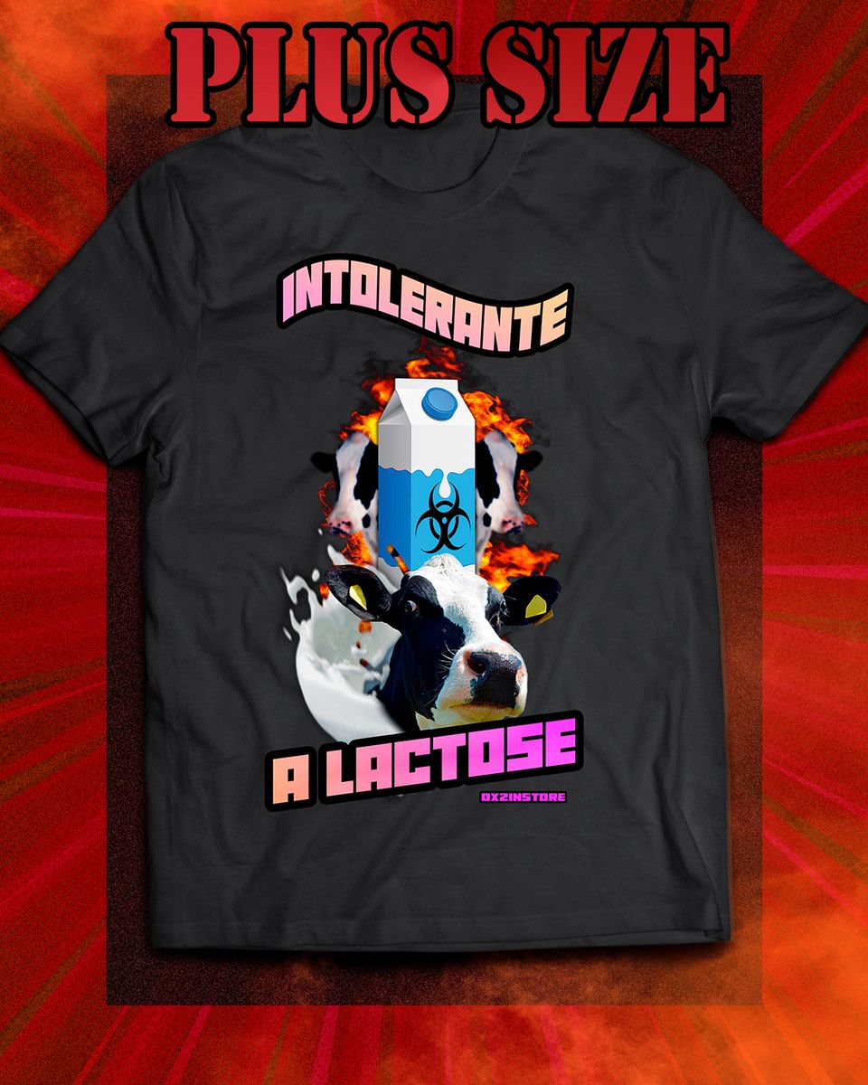 Nome do produto: Camiseta Plus Size - Intolerante a lactose
