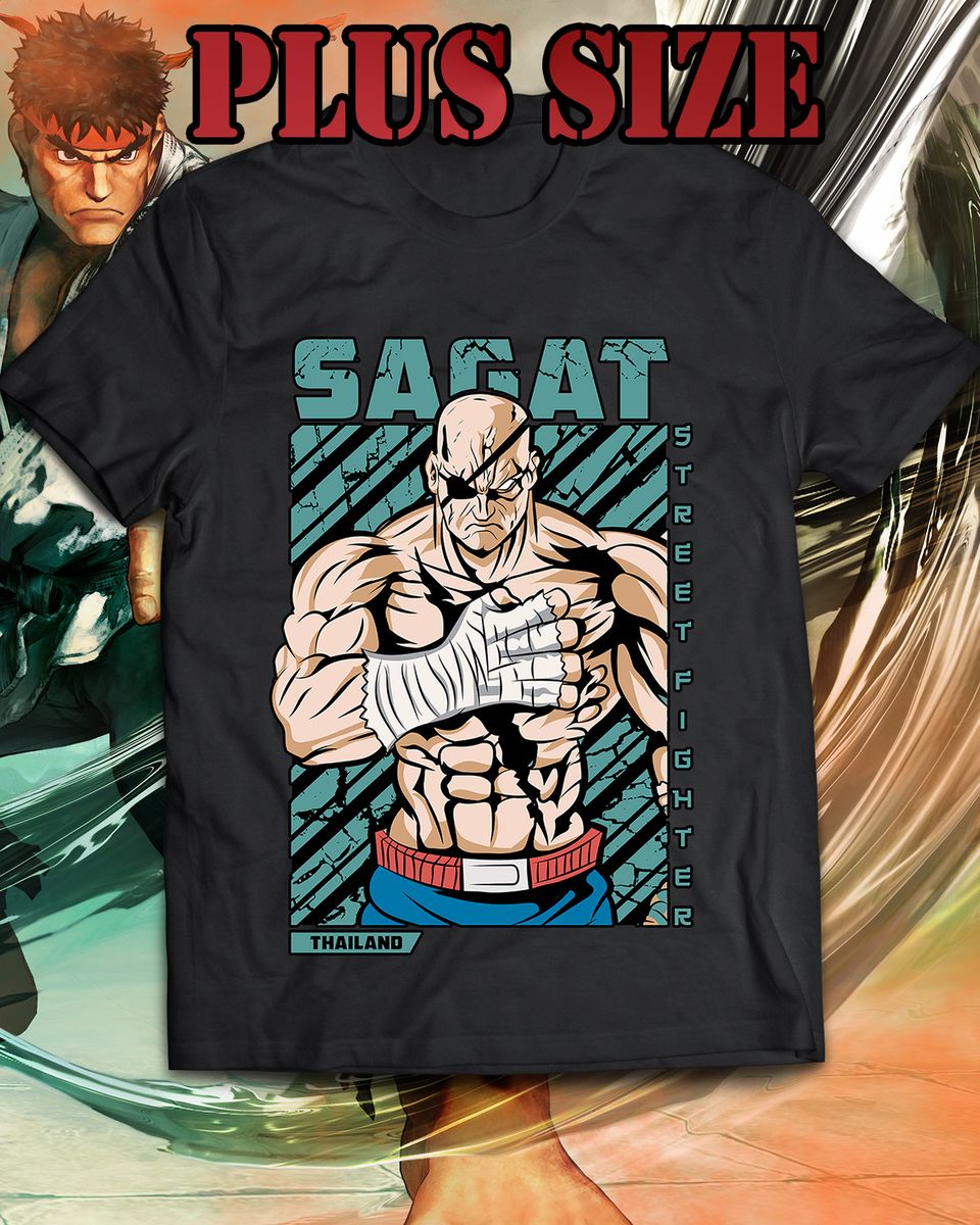 Nome do produto: Camiseta Plus Size - Sagat Street Fighter