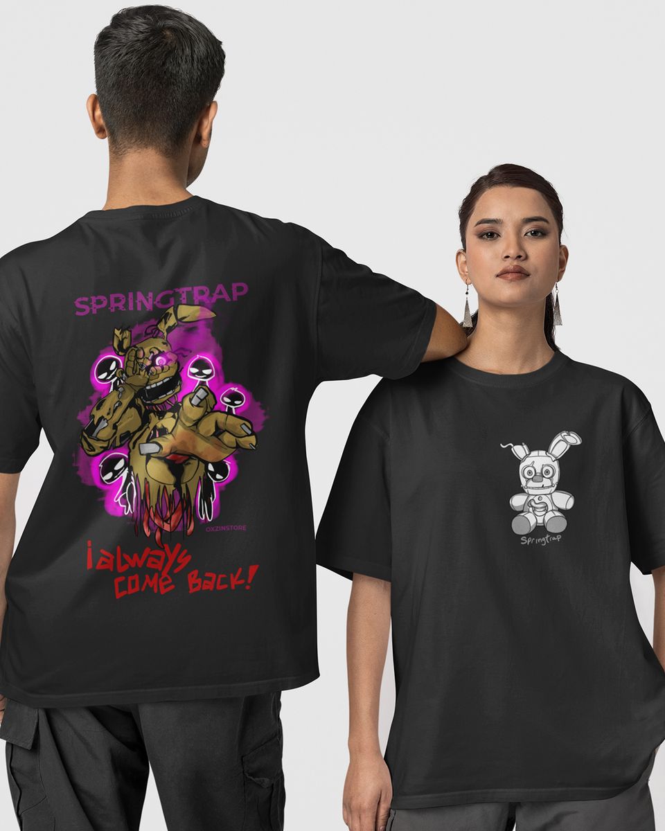 Nome do produto: Camiseta Unissex - Springtrap FNAF (frente e costas)