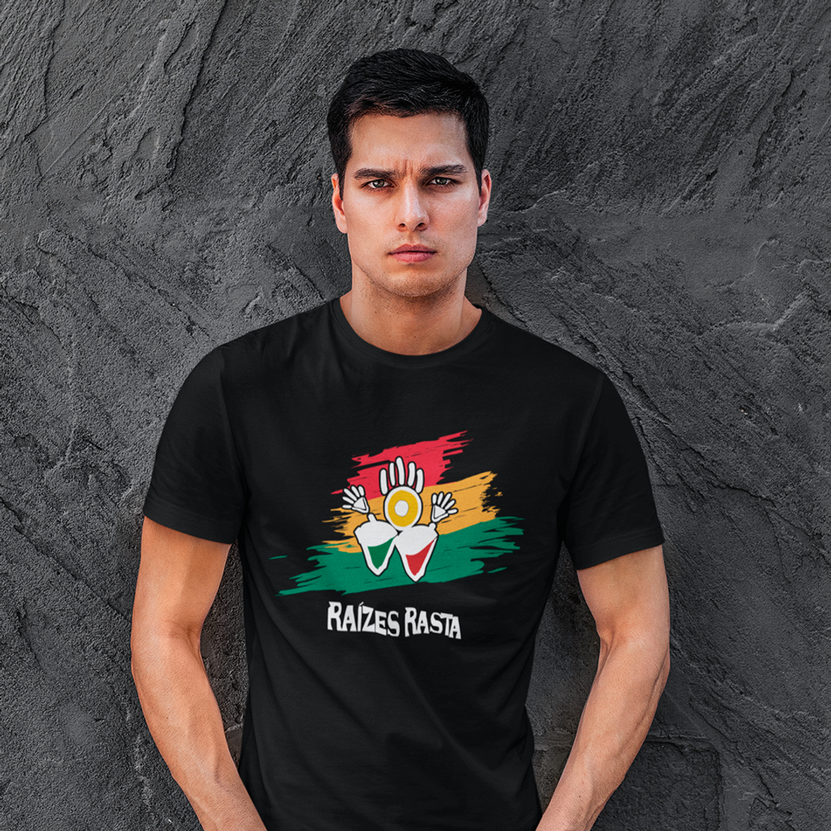 Nome do produto: Camiseta Prime Raízes Rasta Splash Preta