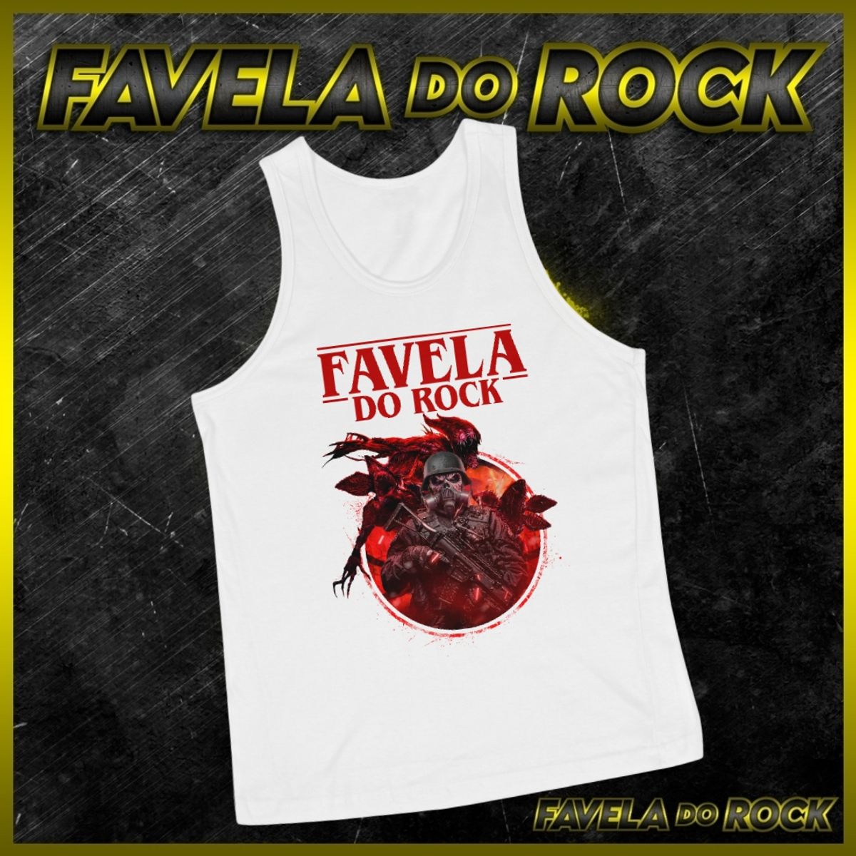 Nome do produto: REGATA FAVELA DO ROCK - DEMON