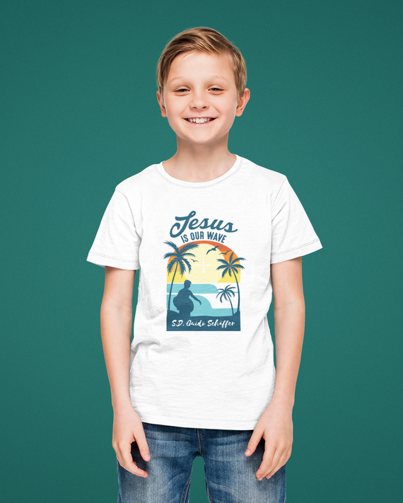 Camiseta infantil (2 a 8 anos) Guido JESUS É NOSSA ONDA