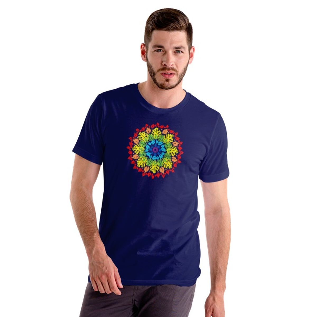 Nome do produto: CAMISETA MANDALA ARCO IRIS